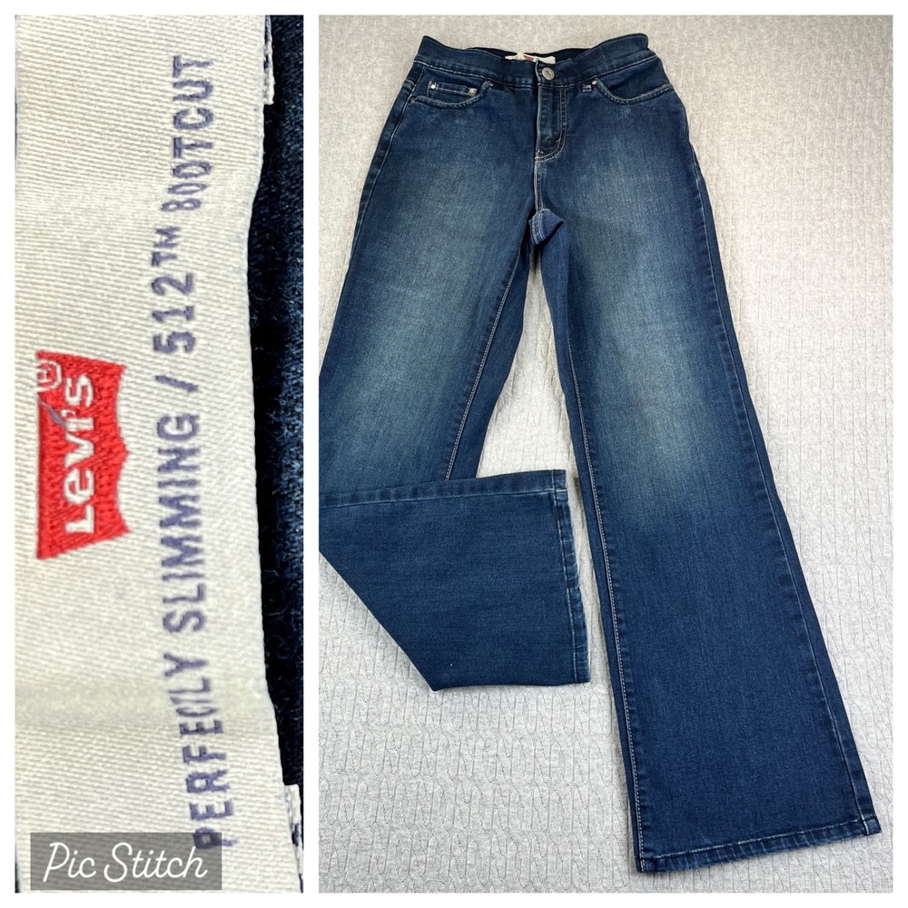 Levi's 512 Bootcut Blue Dress‎ Jeans Women 4S/23X28 1/2 high rise dark wash